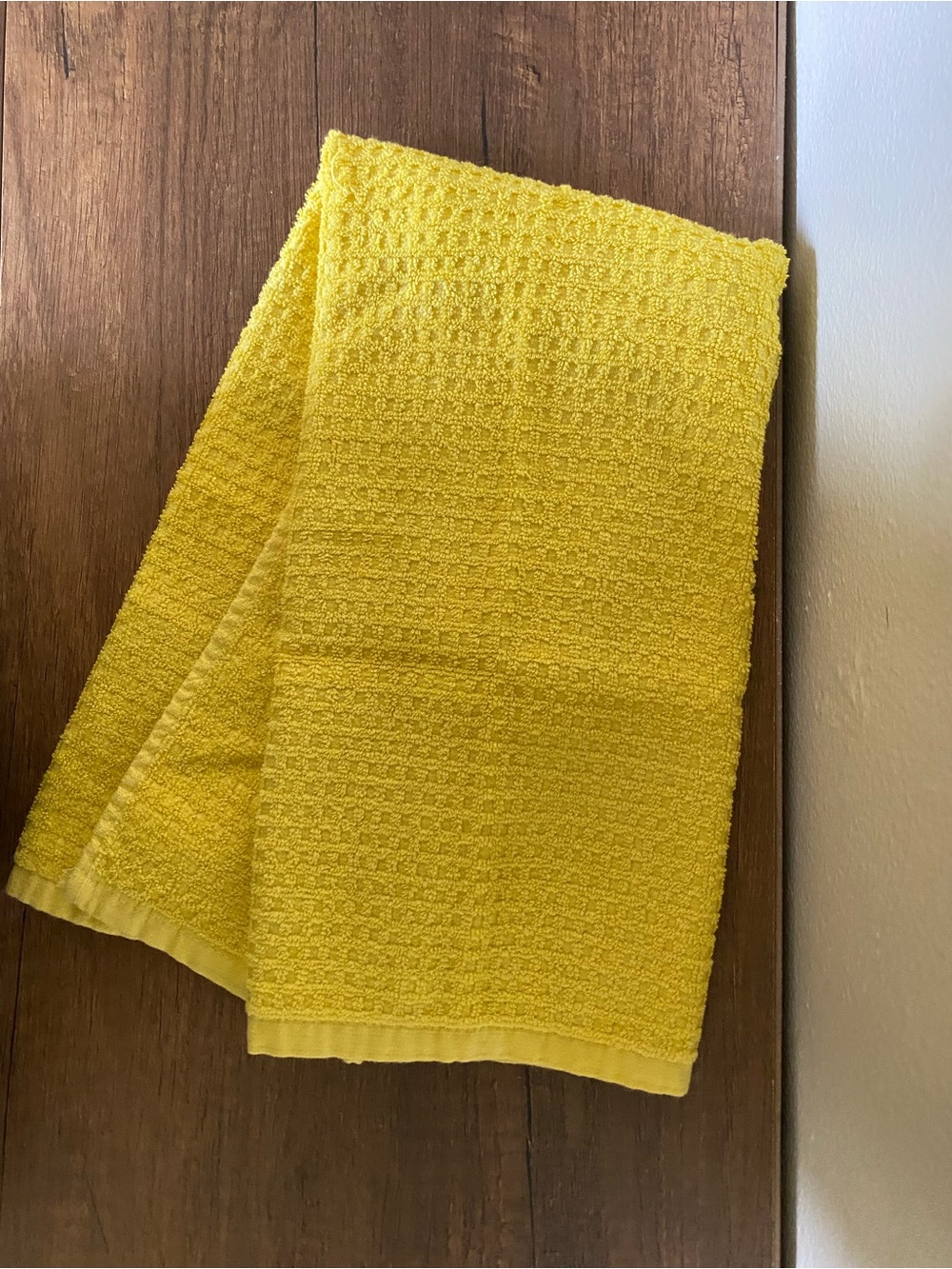 TRULY Yellow Textured Waffle-Weave Towel